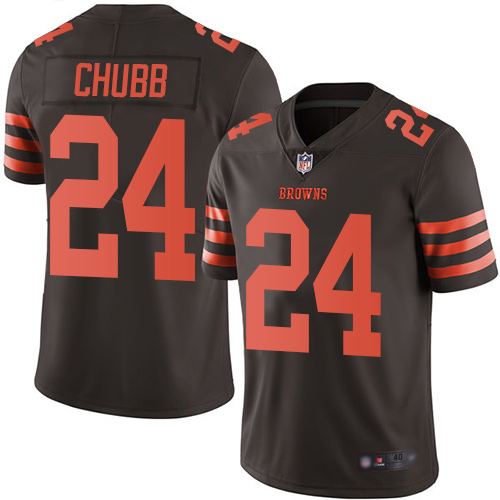Cleveland Browns Nick Chubb Men Brown Limited Jersey #24 NFL Football Rush Vapor Untouchable
